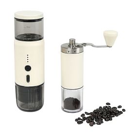 HAWOK Portable Espresso Coffee Machine & Manual Coffee Grinder Set, 80ml Water Tank