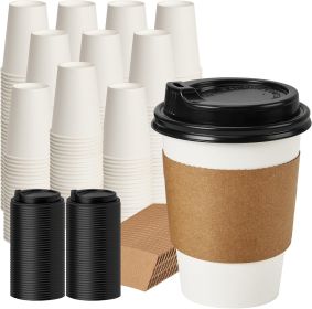12 oz 500 Pack Coffee Cups with Lids and Sleeves, Hot Paper Coffee Cups with Lids, Disposable To Go Cups with Lid for Coffee, Tea, Hot Chocolate