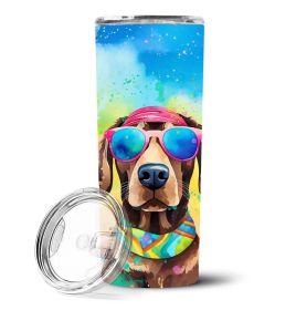Chocolate Labrador Hippie Dawg Stainless Steel Skinny Tumbler Vacuum Double Walled Reusable Insulated Tumbler Travel Cup for Coffee Cocktails Gif