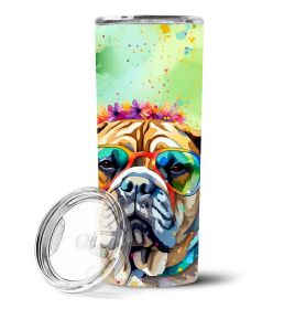 Bullmastiff Hippie Dawg Stainless Steel Skinny Tumbler Vacuum Double Walled Reusable Insulated Tumbler Travel Cup for Coffee Cocktails Gift with