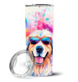 Great Pyrenees Hippie Dawg Stainless Steel Skinny Tumbler Vacuum Double Walled Reusable Insulated Tumbler Travel Cup for Coffee Cocktails Gift wi