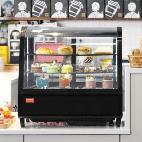 Refrigerated Display Case, 3.5 Cu.Ft./100L, 2-Tier, Countertop Pastry Display Case Commercial Display Refrigerator With LED Lighting, TURBO Cooli (Option: BLACK)