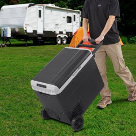 12 Volt Car Refrigerator Portable Freezer 63.4QT Electric Cooler For Camping (Option: BLACK)