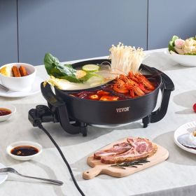Electric Hot Pot 5 L Non-Stick Shabu-shabu Hot Pot With Divider For 6-10 People (Option: BLACK)