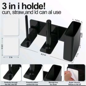 Slushie Machine Cup Organizer - 3-in-1 Side-Mounted Cup Organizer For Ninja Slushie Machine FS299 FS300 FS301 Side-Mounted Holder For Cups Lids & (Option: BLACK)