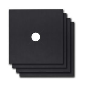 4-Pack Reusable Nonstick Stovetop Burner Protector Liner (Option: BLACK)